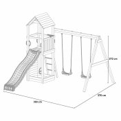 Parque infantil de madera para niños, torreta con tobogán y columpio doble Flappi - 2