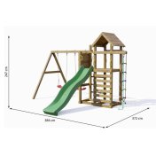 Parque infantil de madera Fungoo Mixter con tobogán, columpio doble y columpio - 3