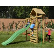 Parque infantil de madera Fungoo Mixter con tobogán, columpio doble y columpio - 5