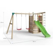 Parque infantil de madera Fungoo Houser con tobogán, dos columpios y casita de juegos - 5