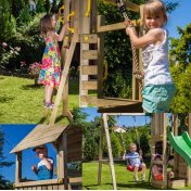 Parque infantil de madera Fungoo Houser con tobogán, dos columpios y casita de juegos - 7