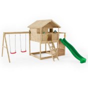 Casita de juegos de madera Fungoo Sunshine con tobogán y dos columpios XG-1